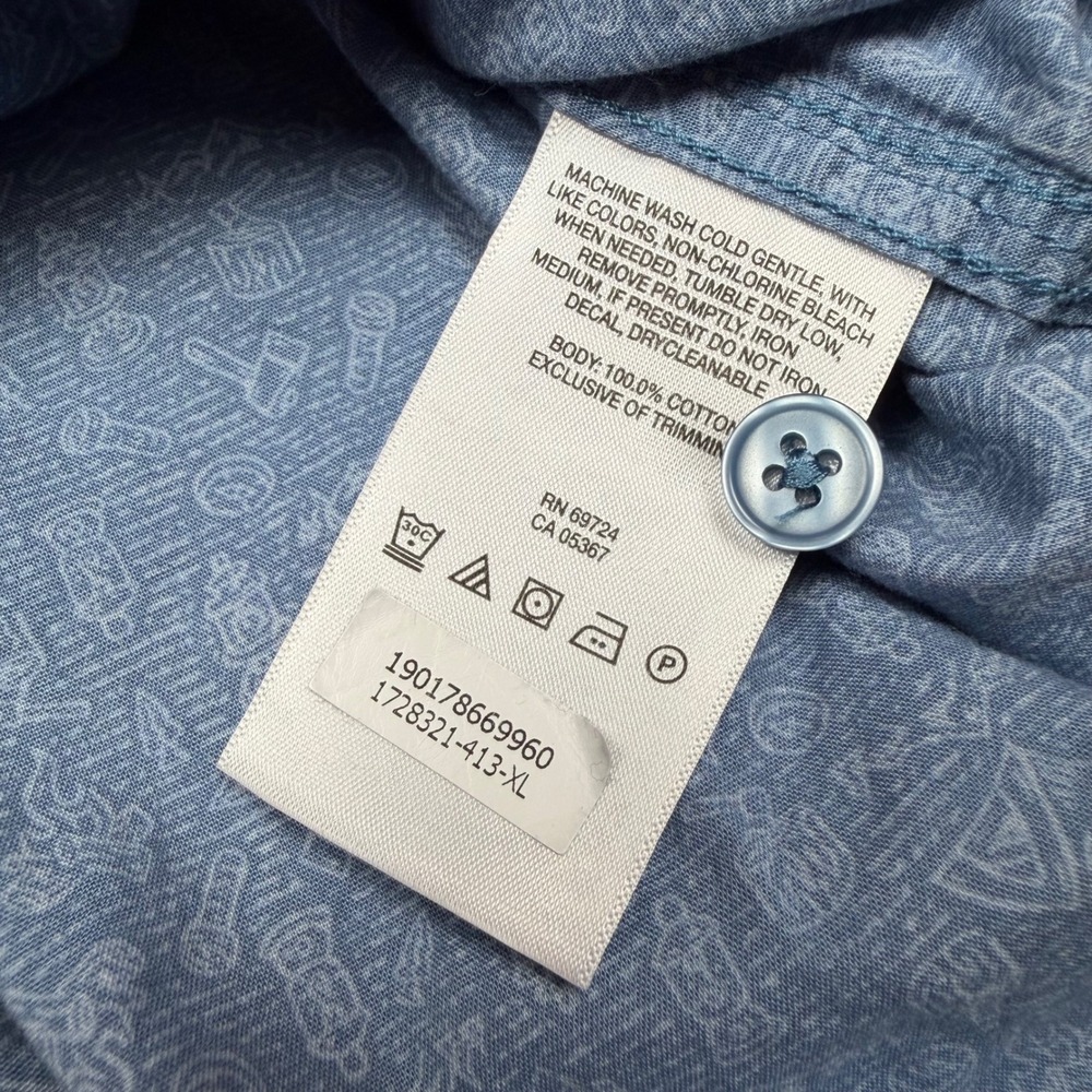 Columbia Mens Blue Camping Graphic Short Sleeve Button Down Shirt XL 1728321-413 - Picture 7 of 7